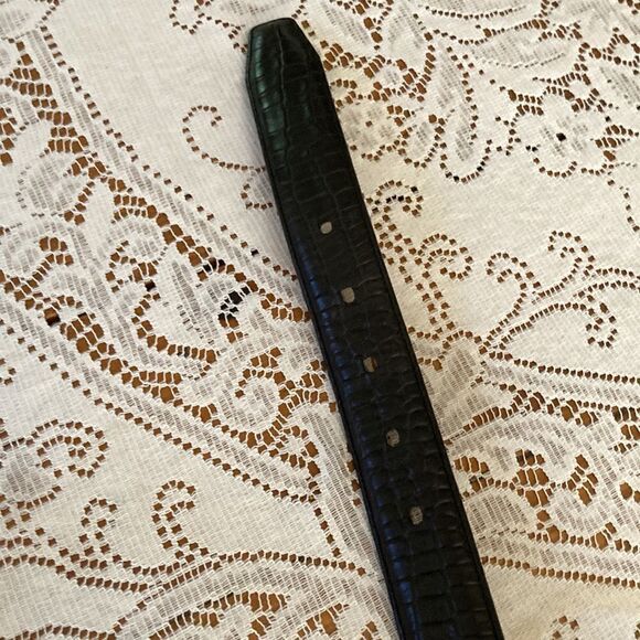 Tasso Elba Black Croc Embossed Italian Leather Bronze Color Buckle Men’s 36 - Picture 10 of 10